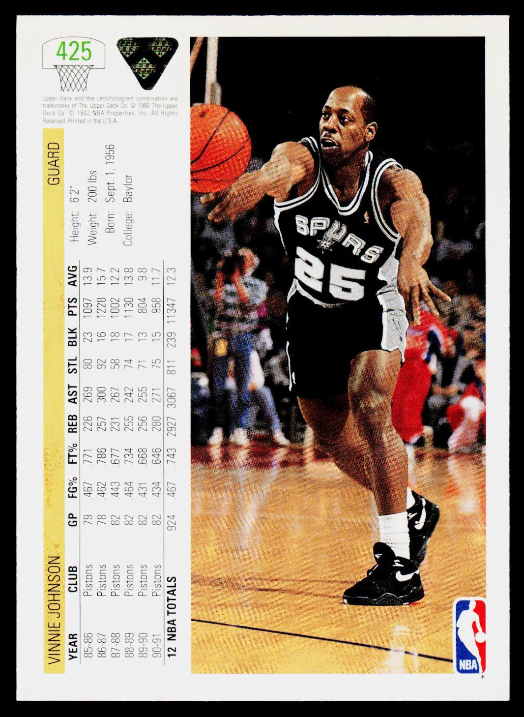 1991-92 Upper Deck #425 Vinnie Johnson