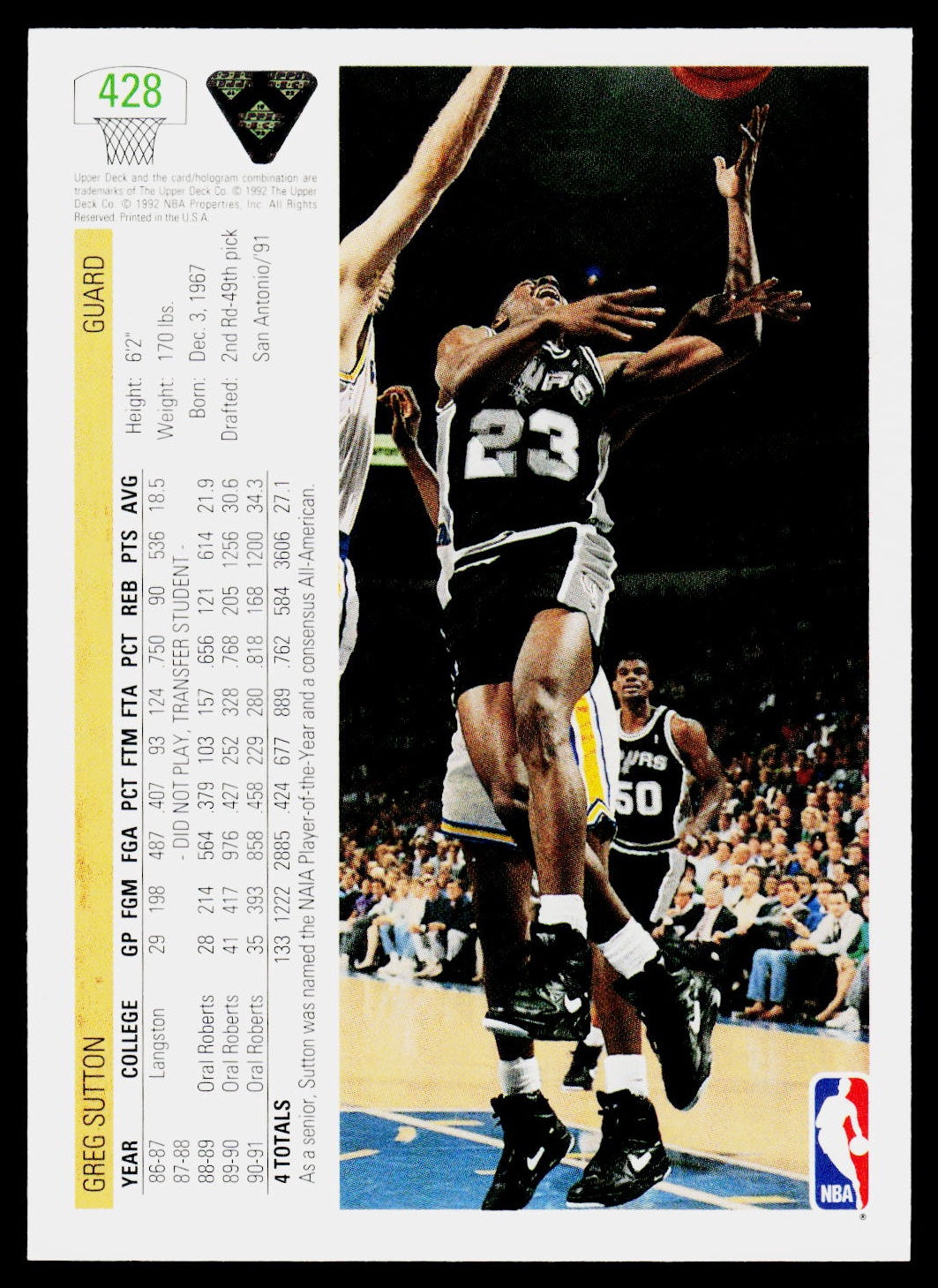 1991-92 Upper Deck #428 Greg Sutton