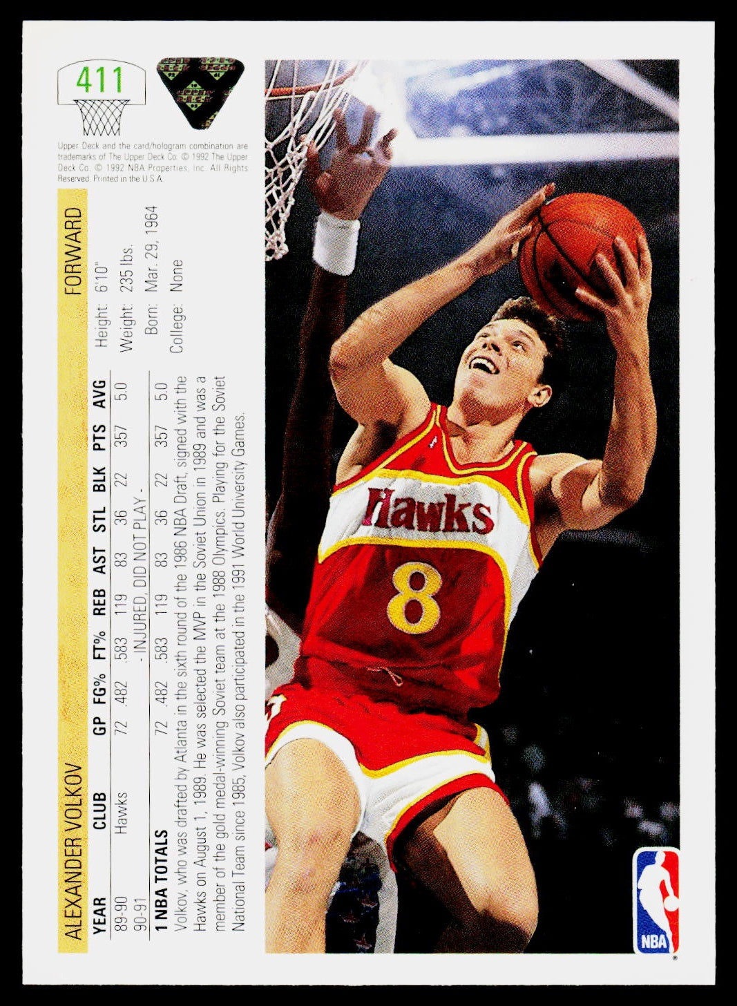 1991-92 Upper Deck #411 Alexander Volkov