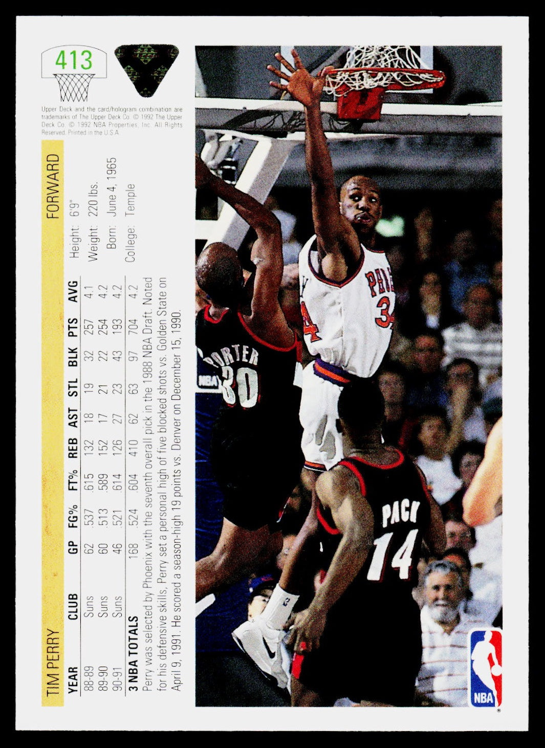1991-92 Upper Deck #413 Tim Perry