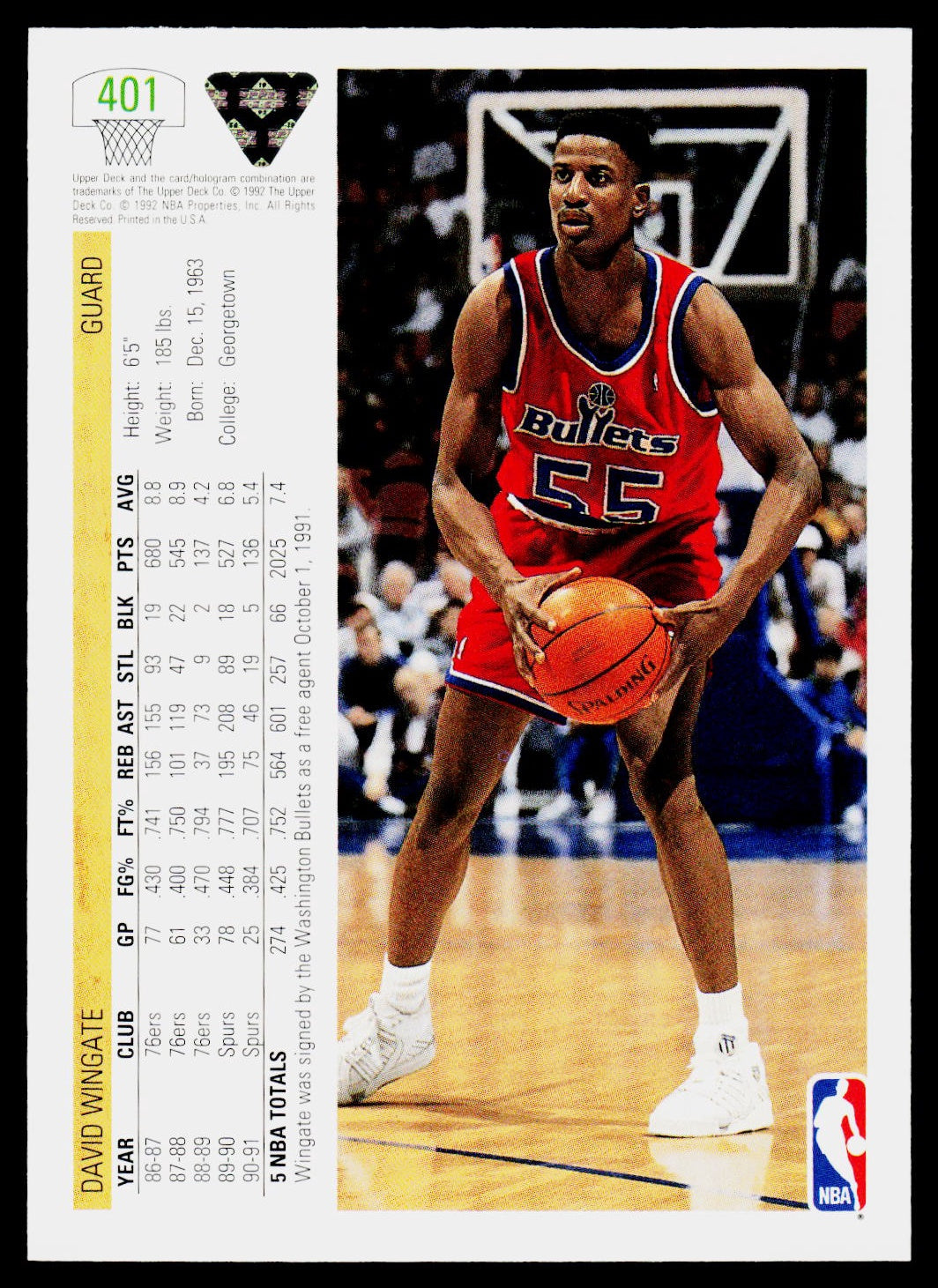 1991-92 Upper Deck #401 David Wingate