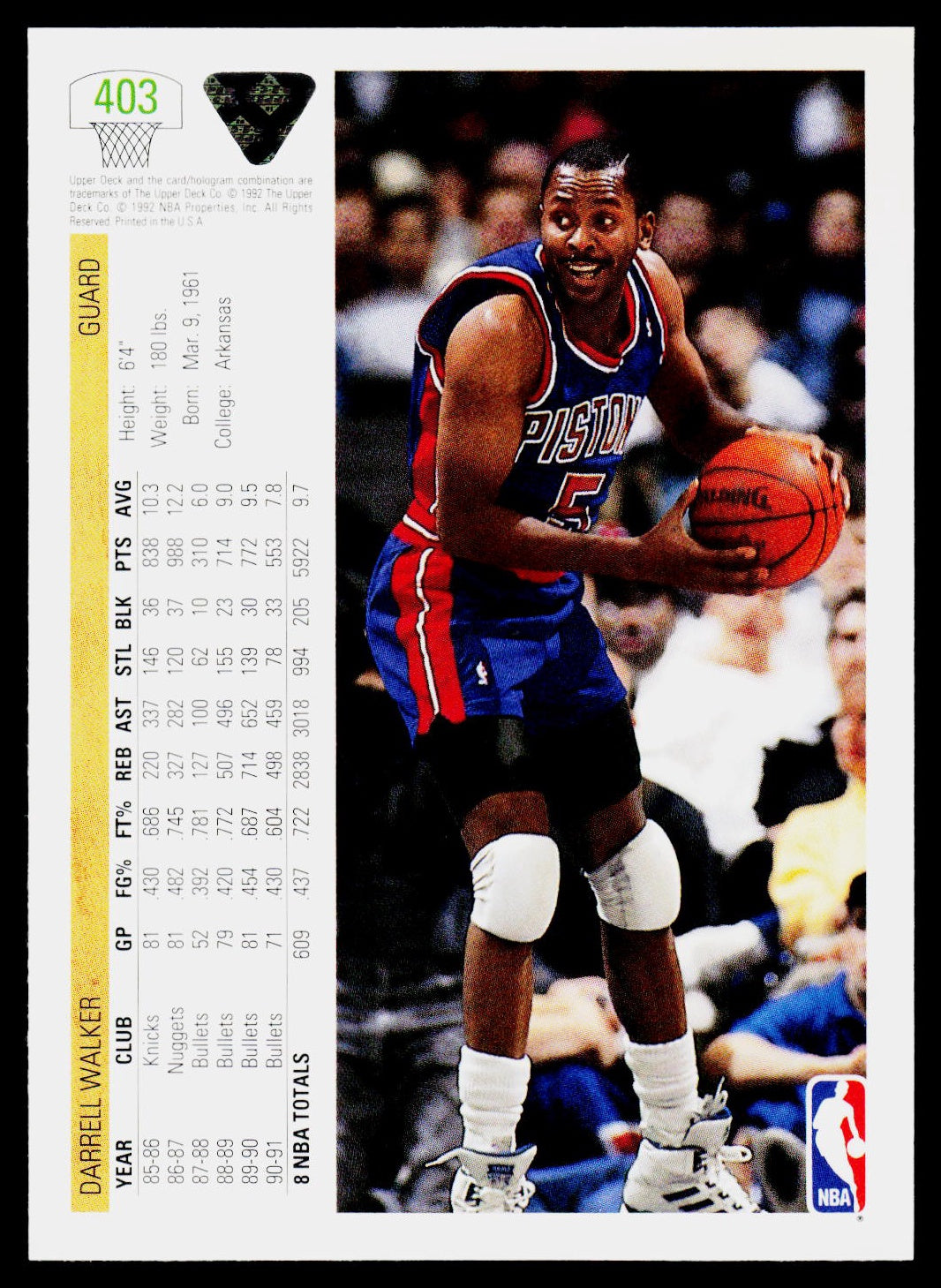 1991-92 Upper Deck #403 Darrell Walker
