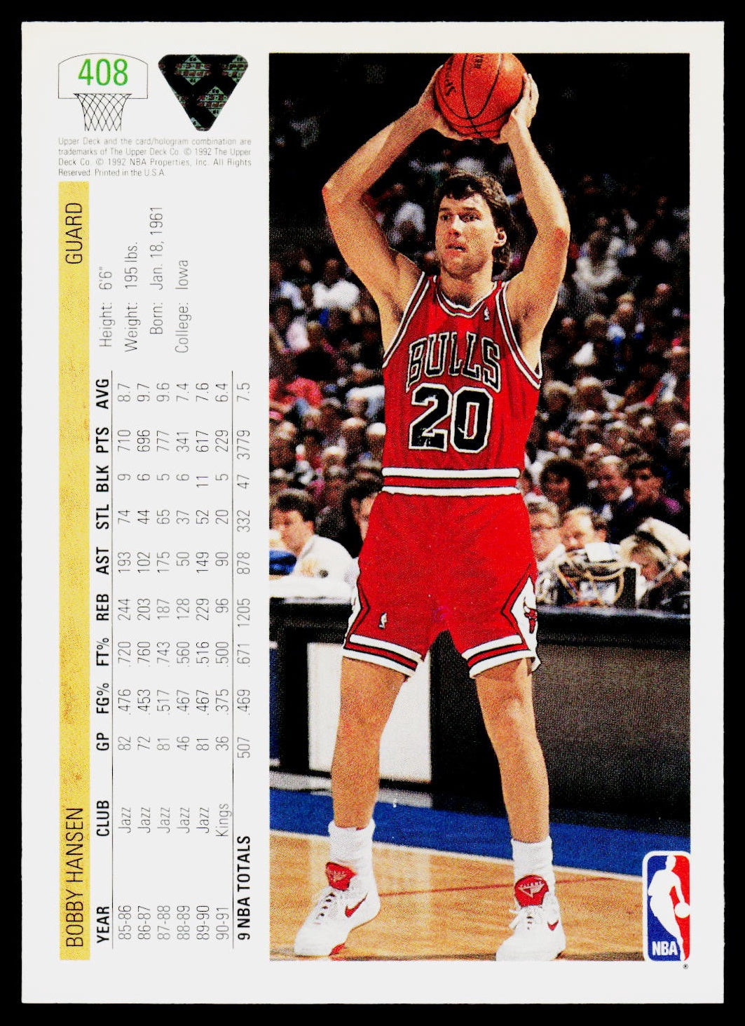 1991-92 Upper Deck #408 Bobby Hansen