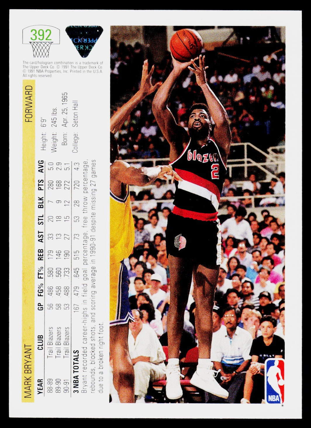1991-92 Upper Deck #392 Mark Bryant