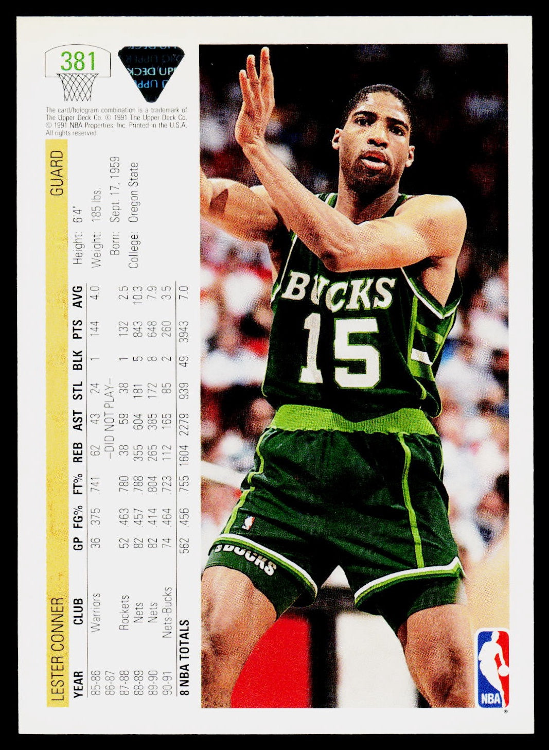 1991-92 Upper Deck #381 Lester Conner