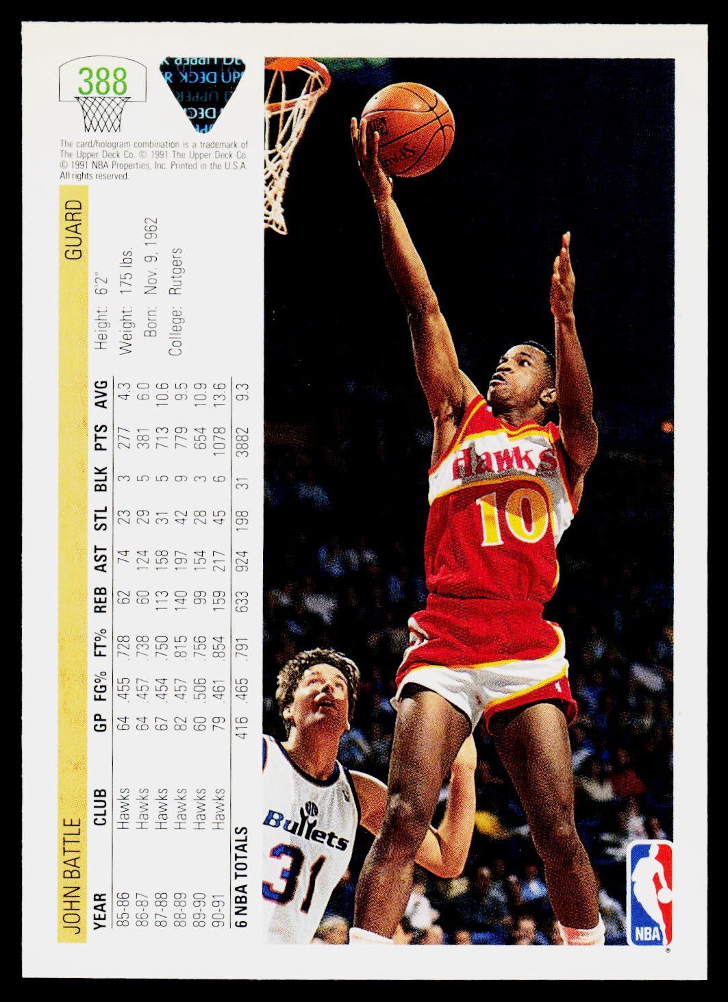 1991-92 Upper Deck #388 John Battle
