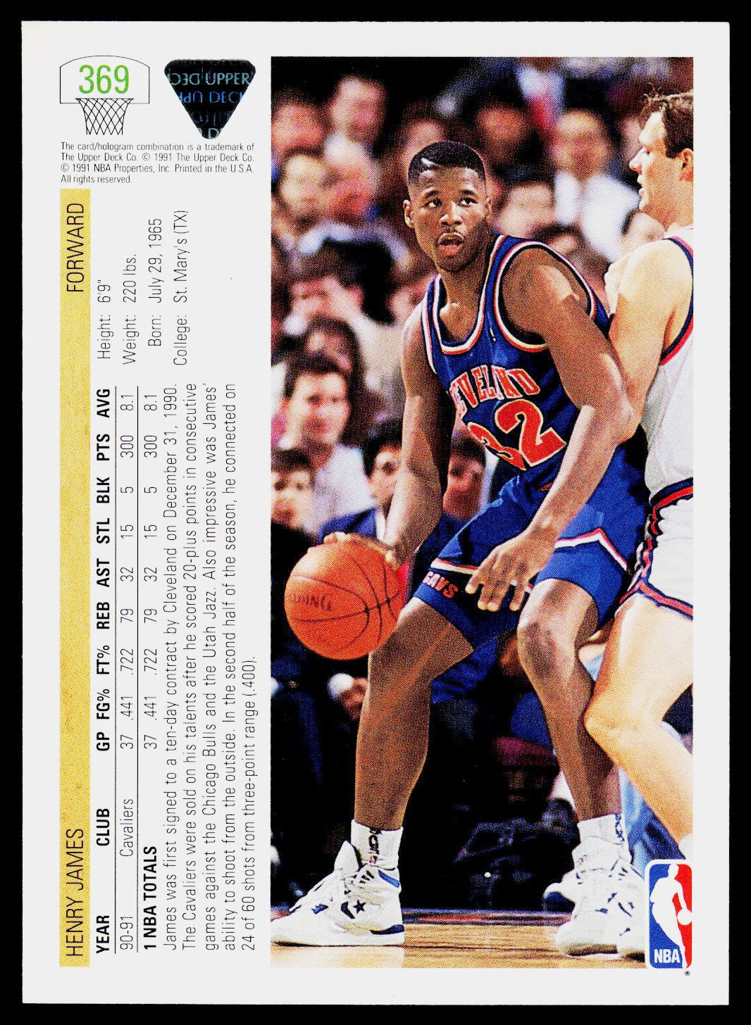 1991-92 Upper Deck #369 Henry James