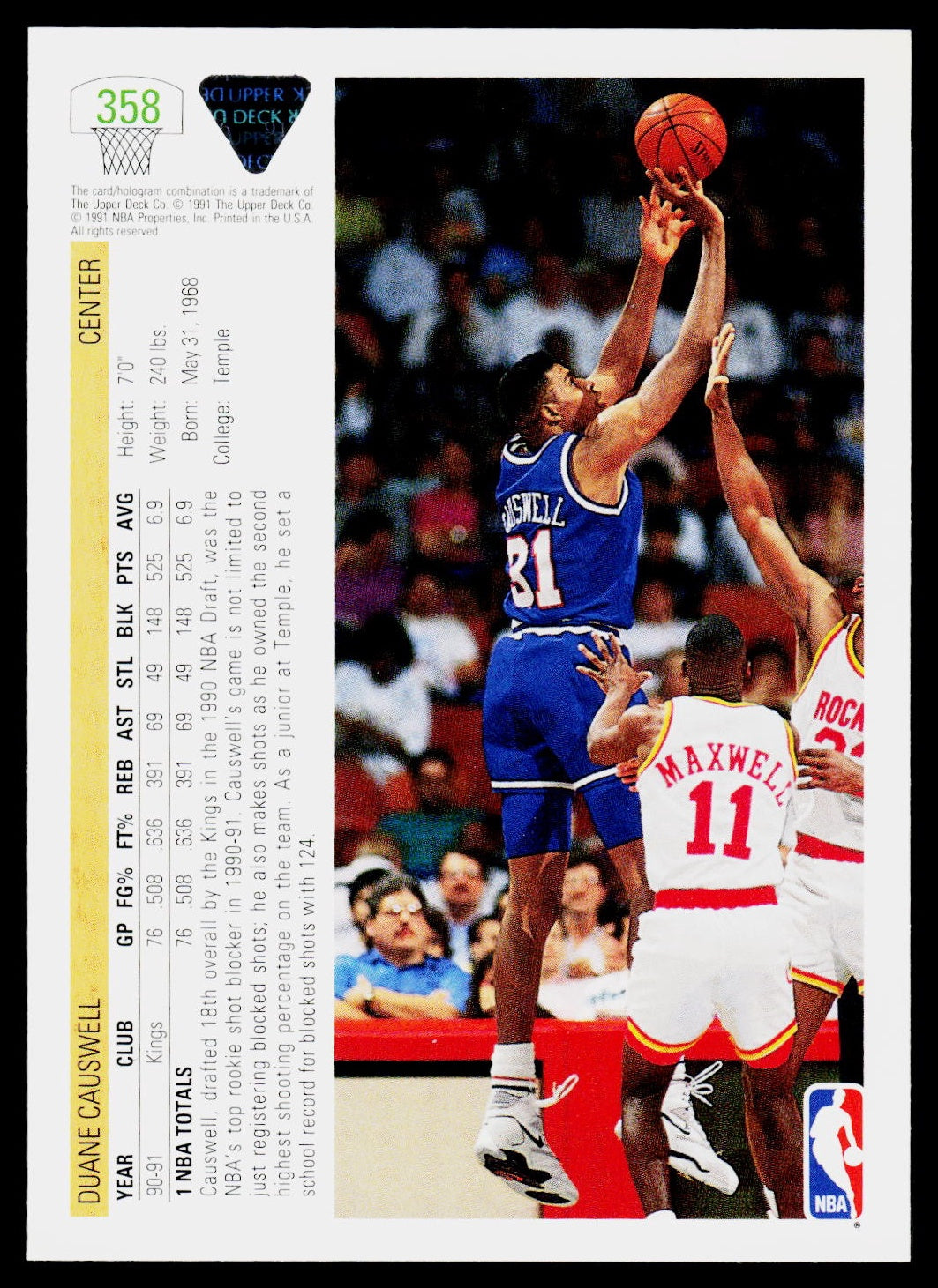 1991-92 Upper Deck #358 Duane Causwell