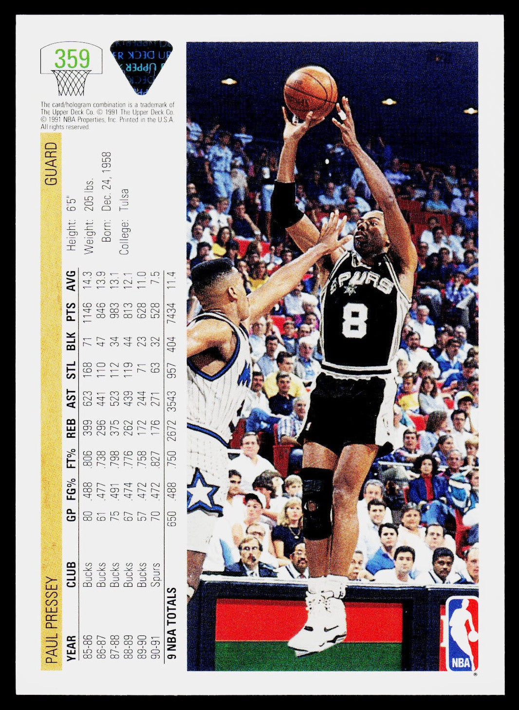 1991-92 Upper Deck #359 Paul Pressey