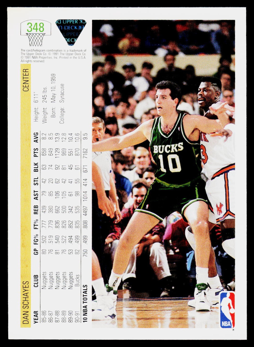 1991-92 Upper Deck #348 Dan Schayes