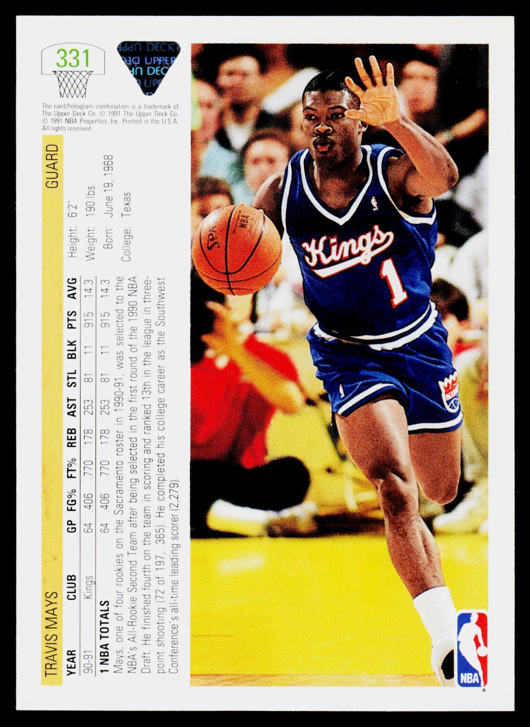 1991-92 Upper Deck #331 Travis Mays