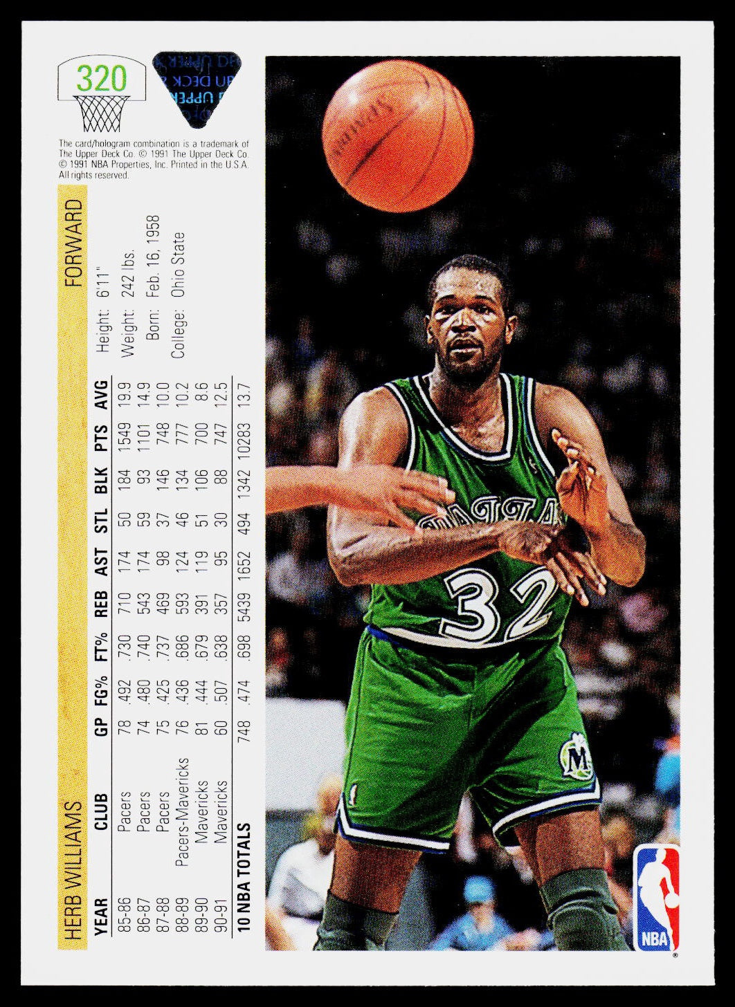 1991-92 Upper Deck #320 Herb Williams
