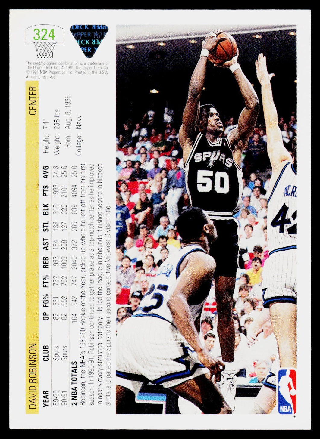 1991-92 Upper Deck #324 David Robinson
