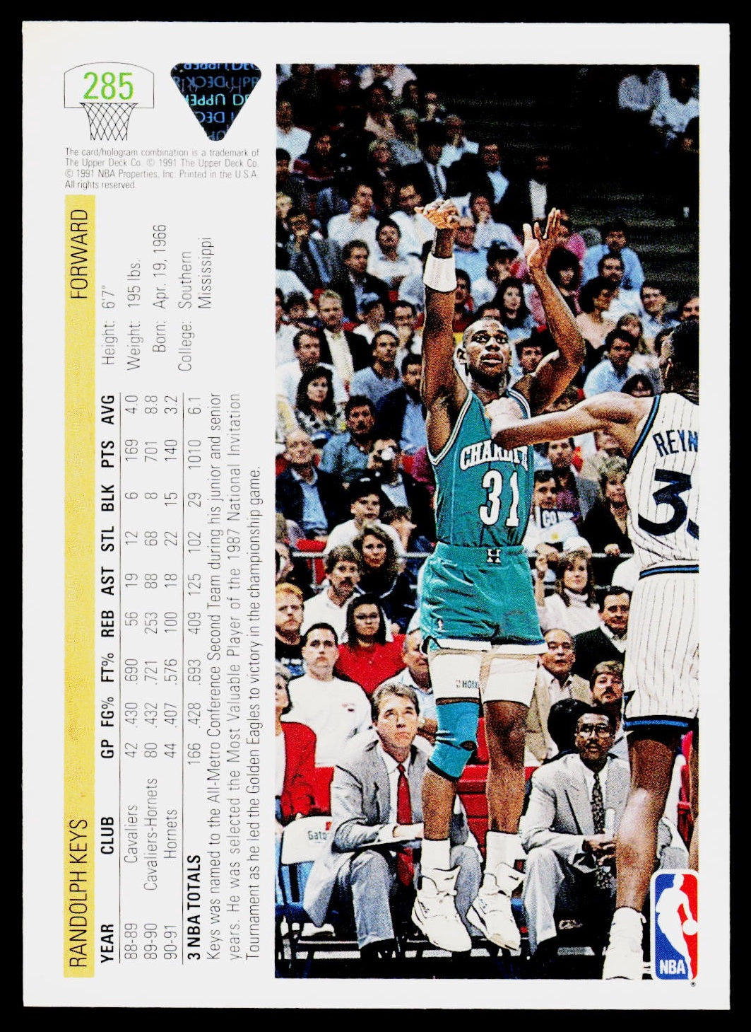 1991-92 Upper Deck #285 Randolph Keys