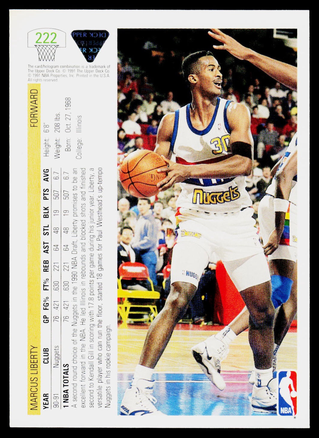 1991-92 Upper Deck #222 Marcus Liberty