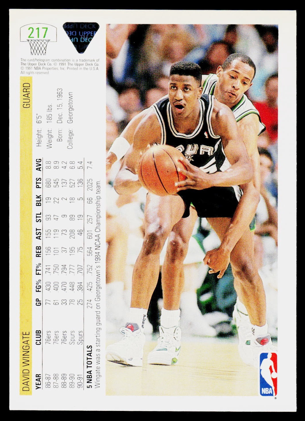 1991-92 Upper Deck #217 David Wingate