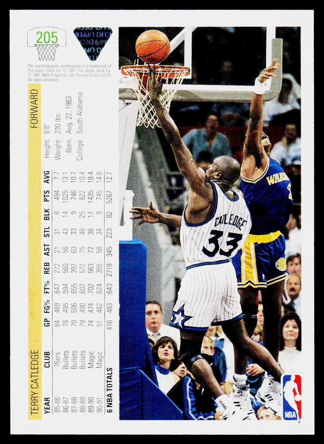 1991-92 Upper Deck #205 Terry Catledge