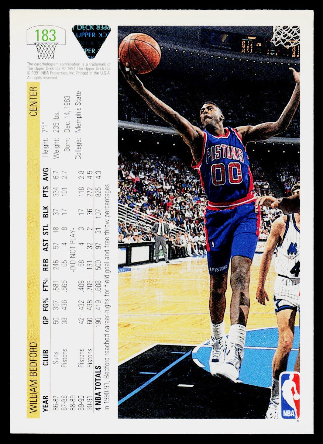 1991-92 Upper Deck #183 William Bedford
