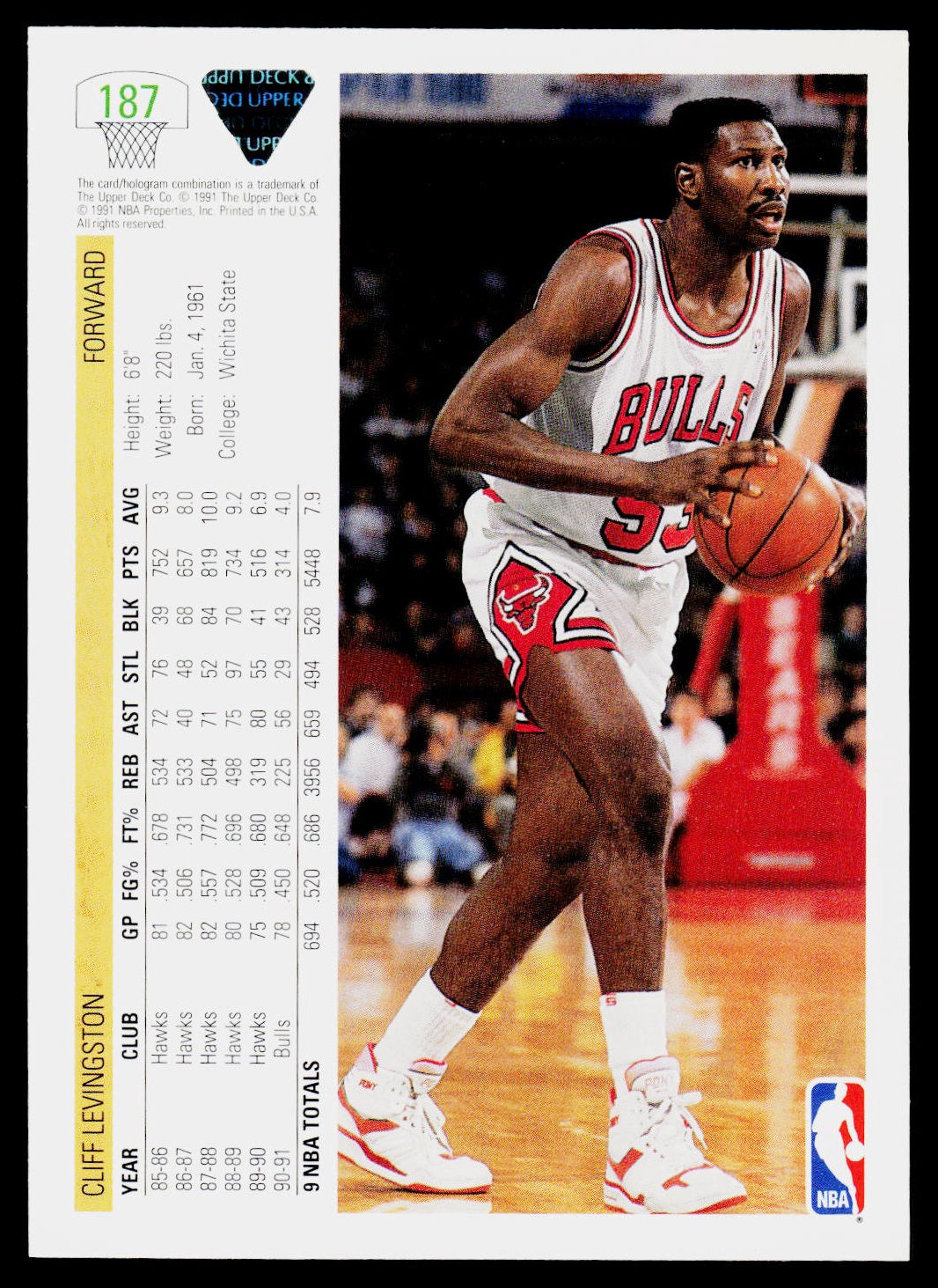 1991-92 Upper Deck #187 Cliff Levingston