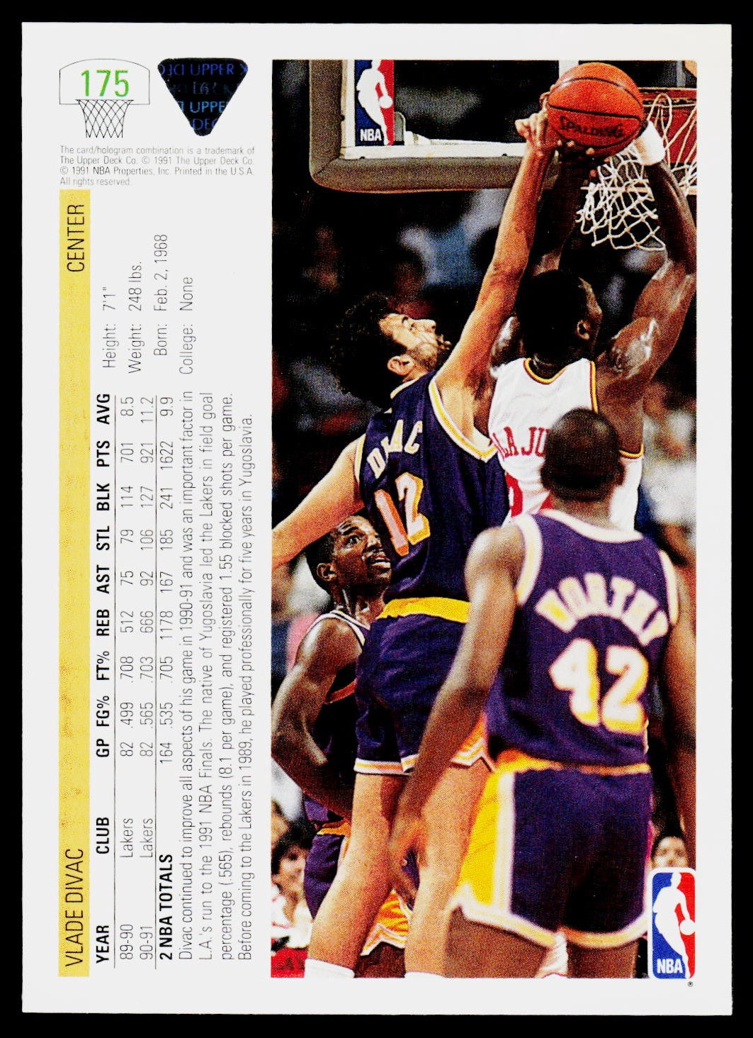 1991-92 Upper Deck #175 Vlade Divac