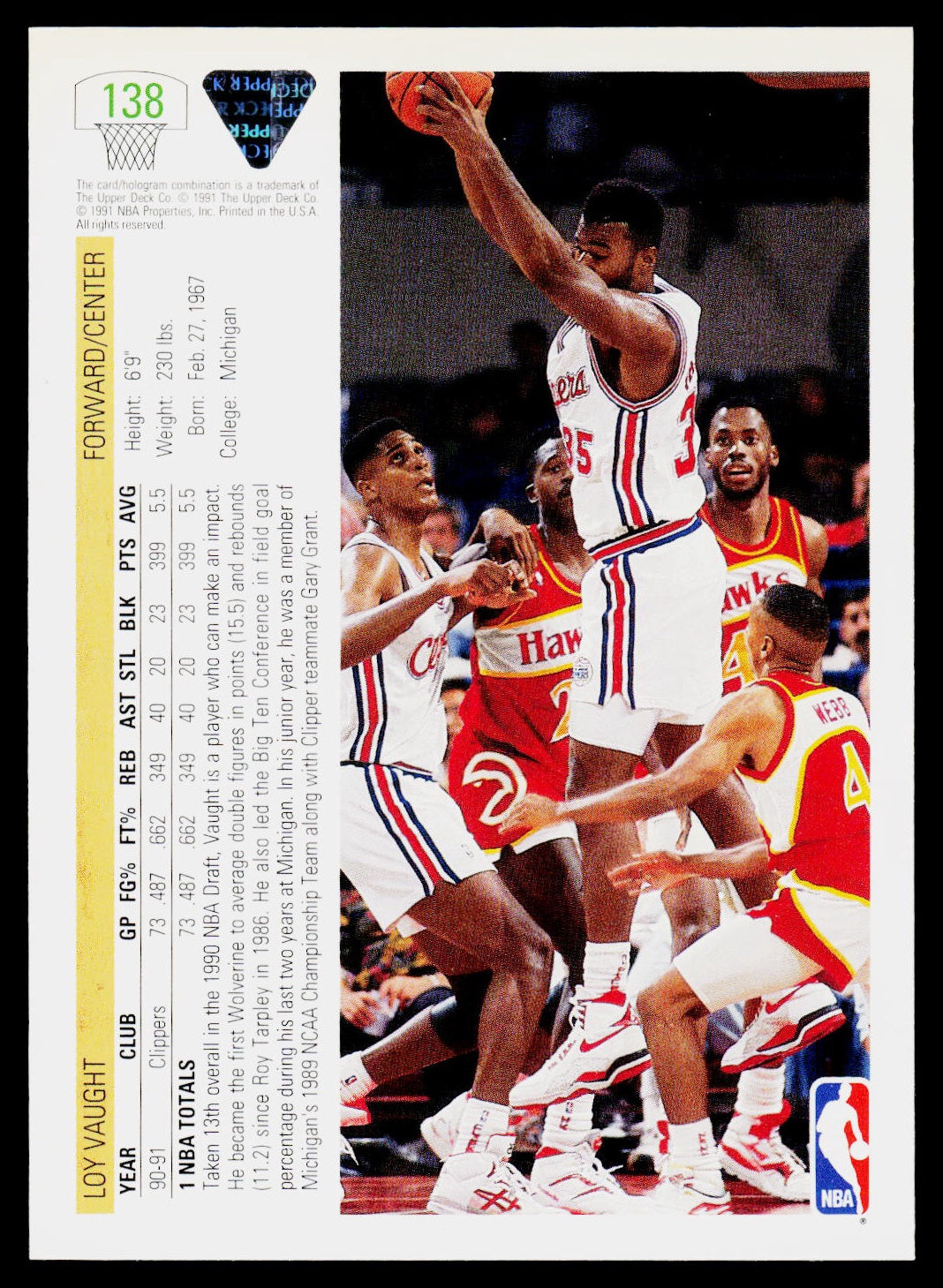 1991-92 Upper Deck #138 Loy Vaught