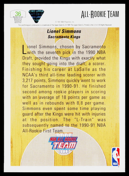 1991-92 Upper Deck #36 Lionel Simmons