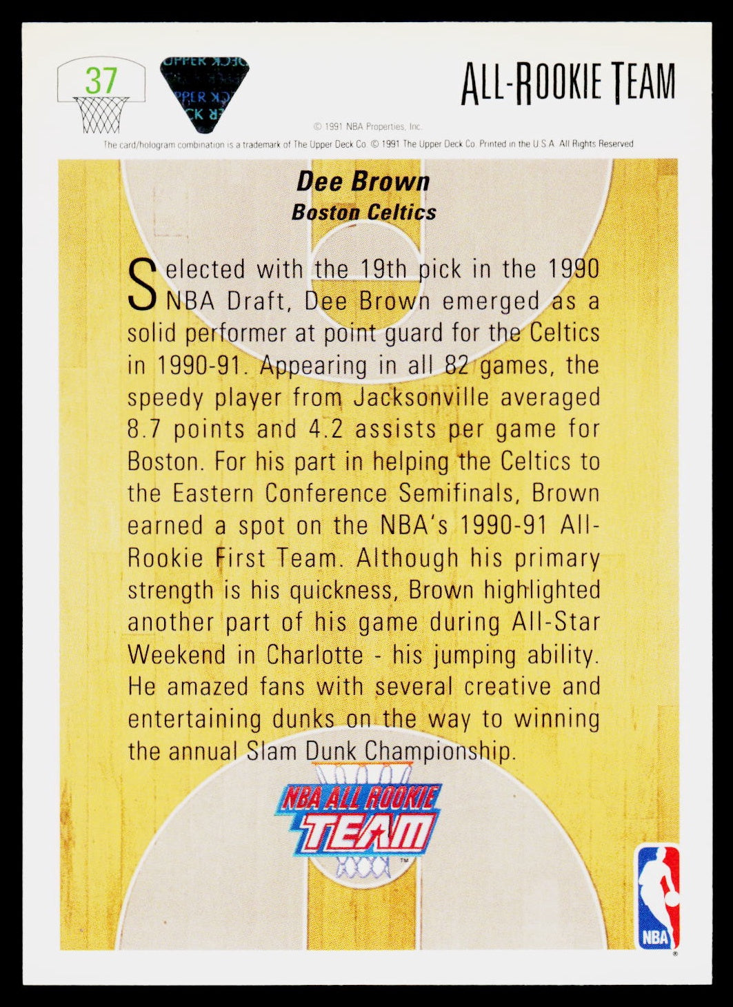 1991-92 Upper Deck #37 Dee Brown