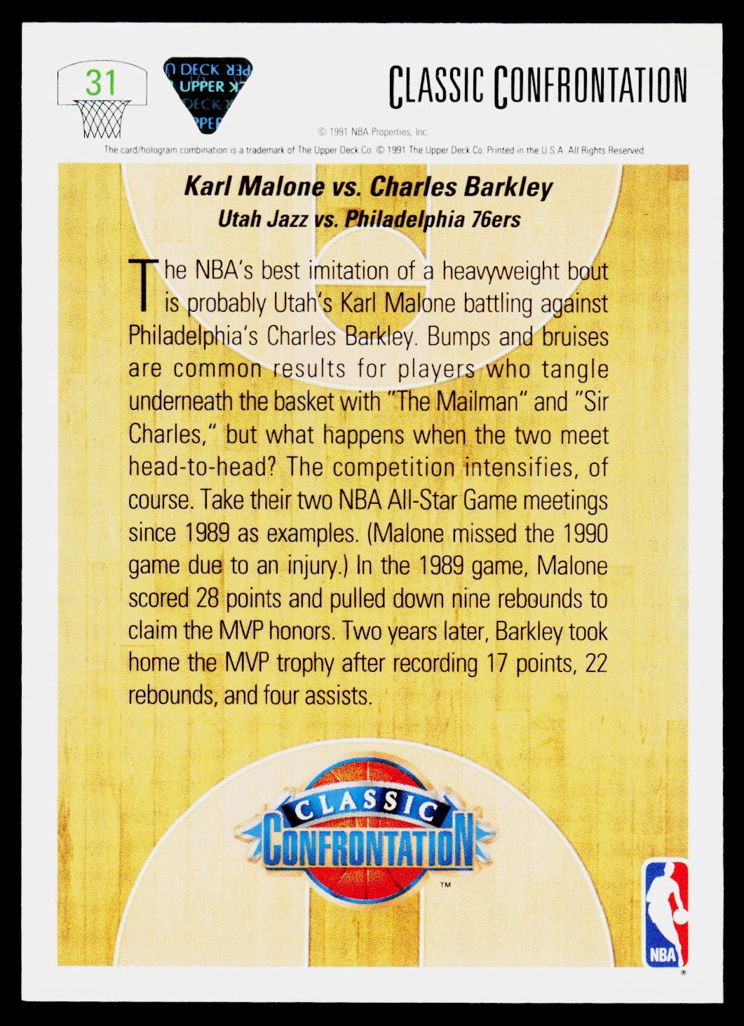 1991-92 Upper Deck #31 Malone vs. Barkley