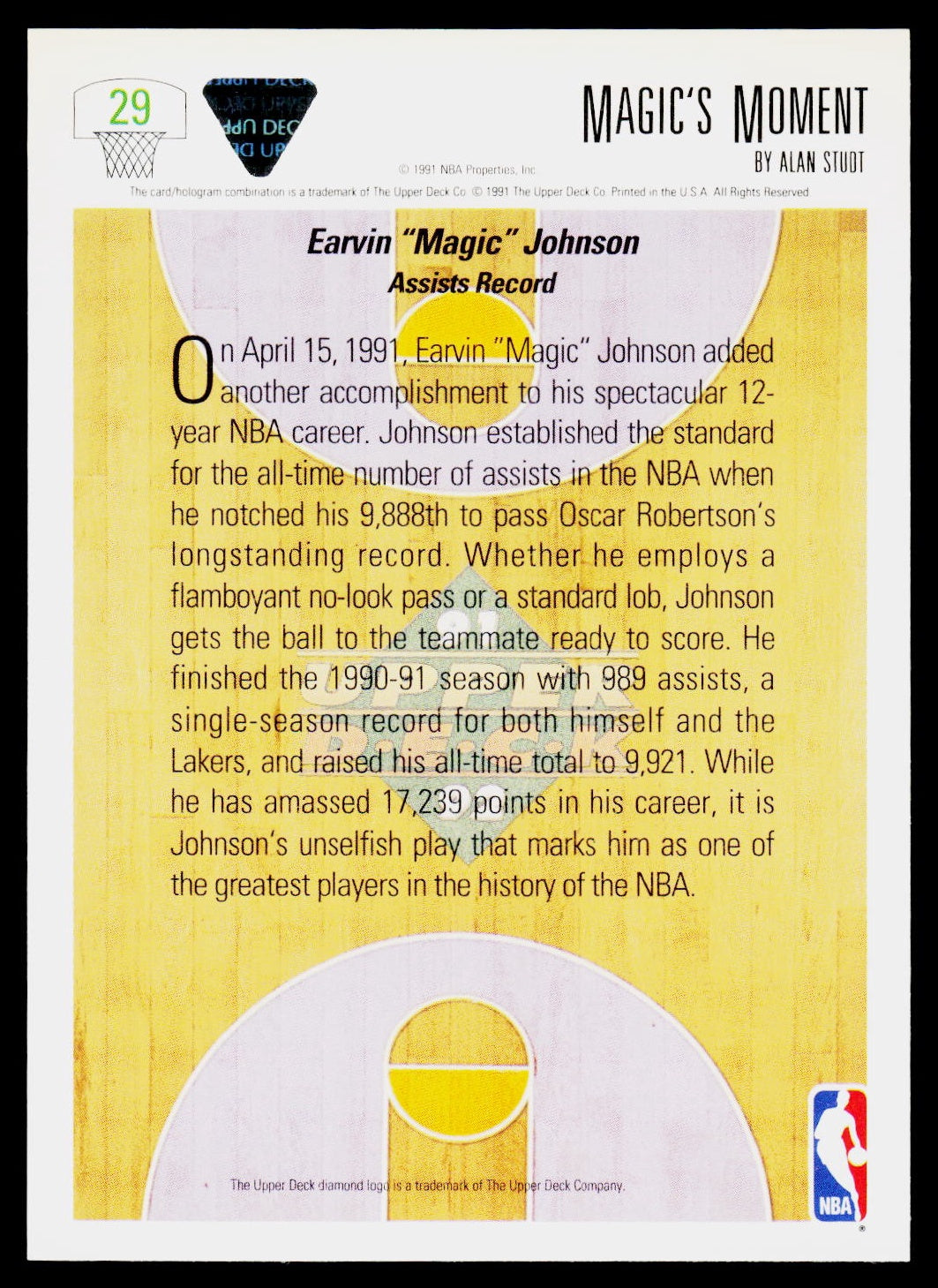 1991-92 Upper Deck #29 Magic's Moment SPCL