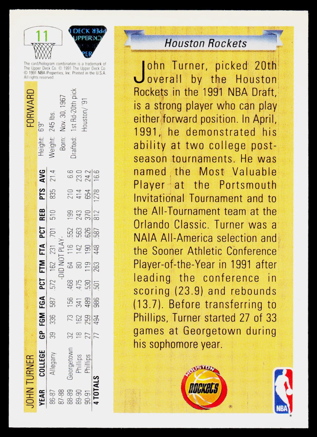 1991-92 Upper Deck #11 John Turner
