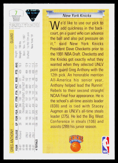 1991-92 Upper Deck #7 Greg Anthony