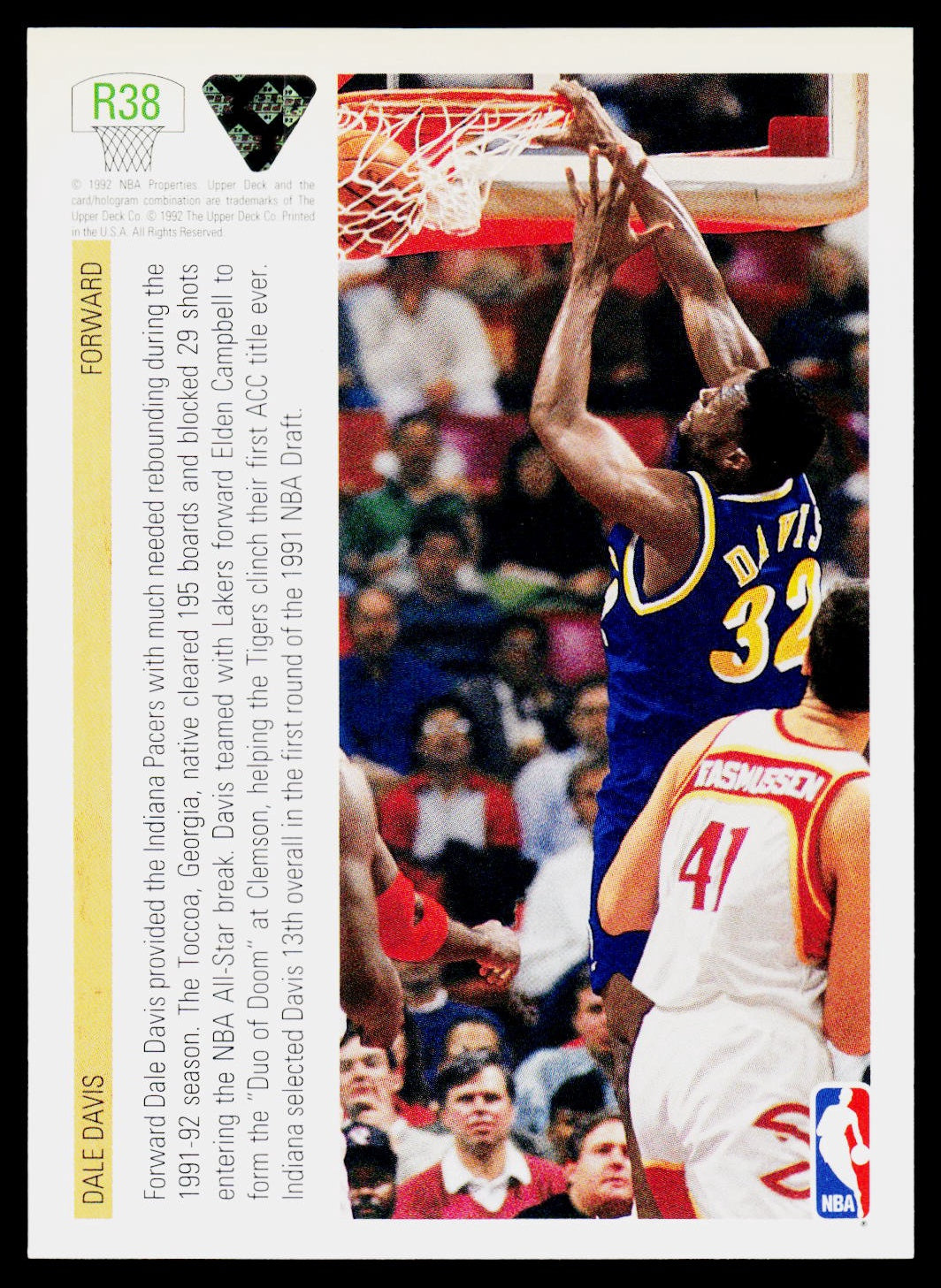 1991-92 Upper Deck #R38 Dale Davis Rookie Standouts