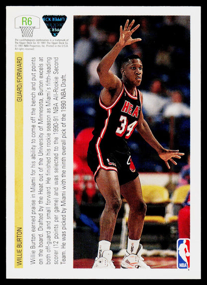 1991-92 Upper Deck #R6 Willie Burton Rookie Standouts