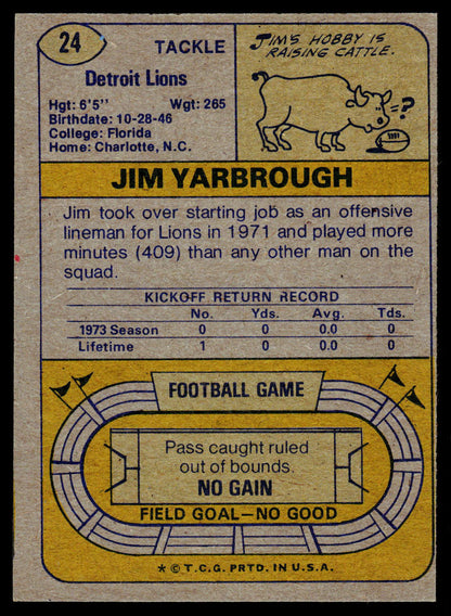 1974 Topps #24 Jim Yarbrough