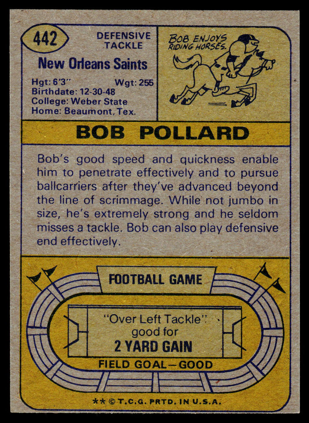1974 Topps #442 Bob Pollard