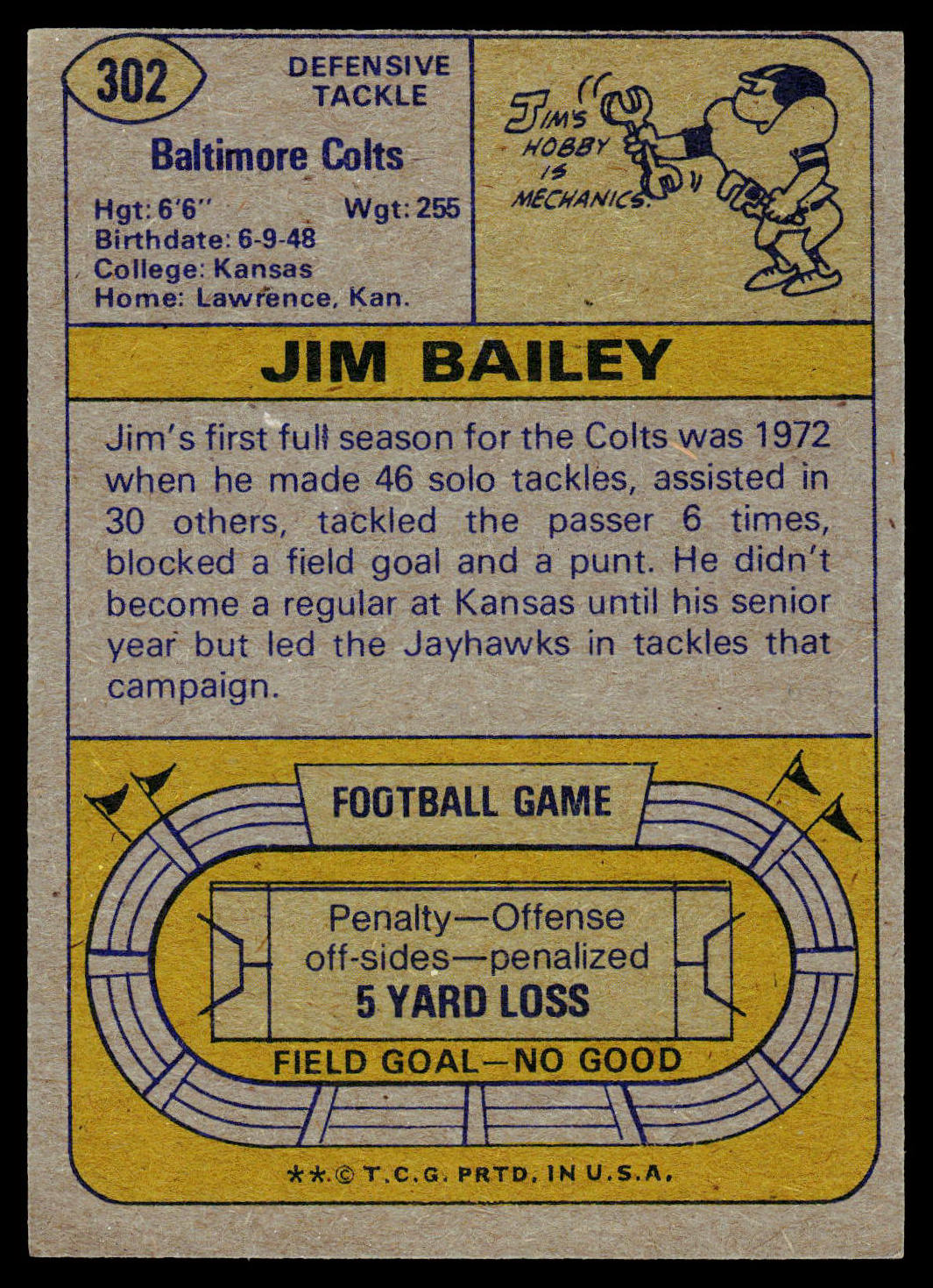 1974 Topps #302 Jim Bailey