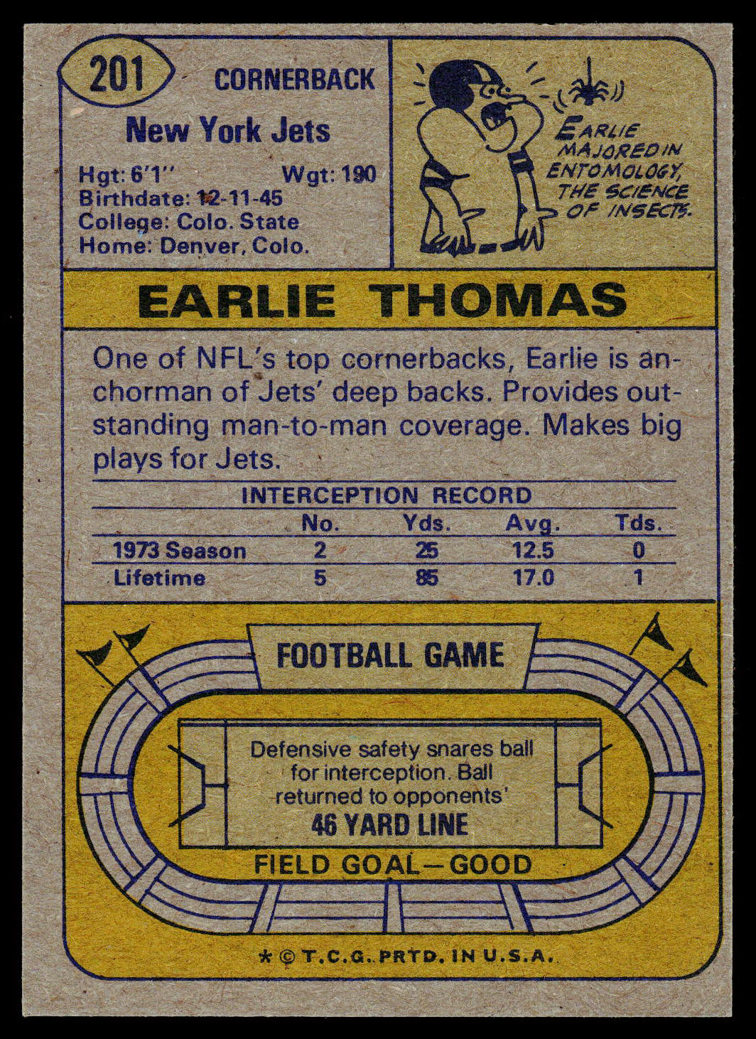 1974 Topps #201 Earlie Thomas