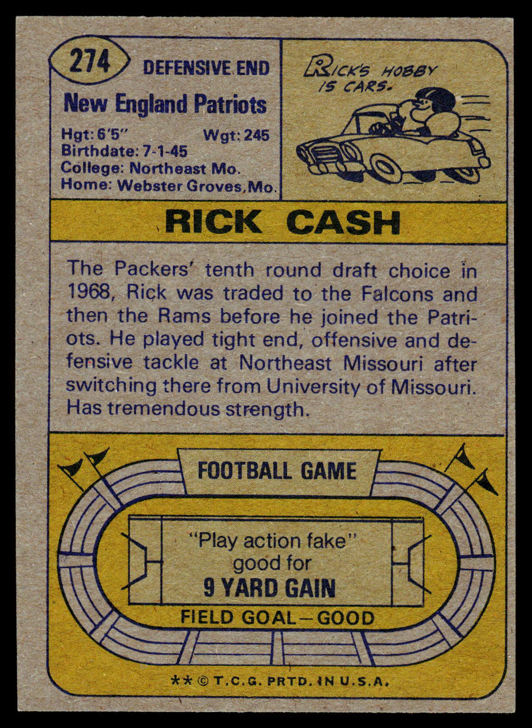 1974 Topps #274 Rick Cash