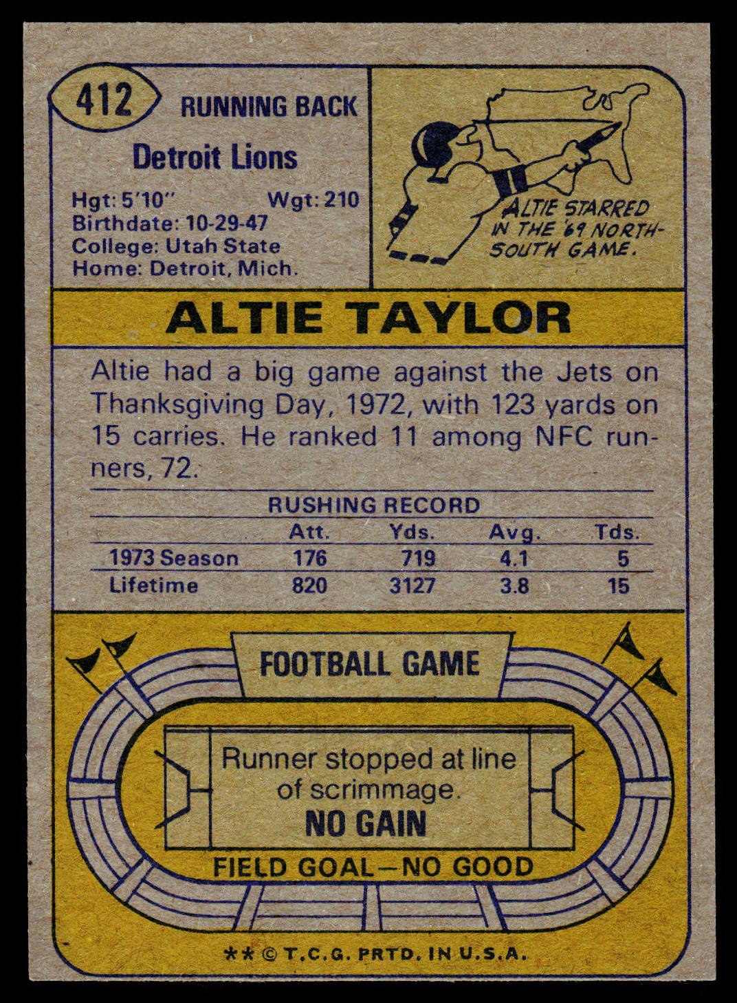 1974 Topps #412 Altie Taylor