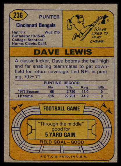 1974 Topps #236 Dave Lewis