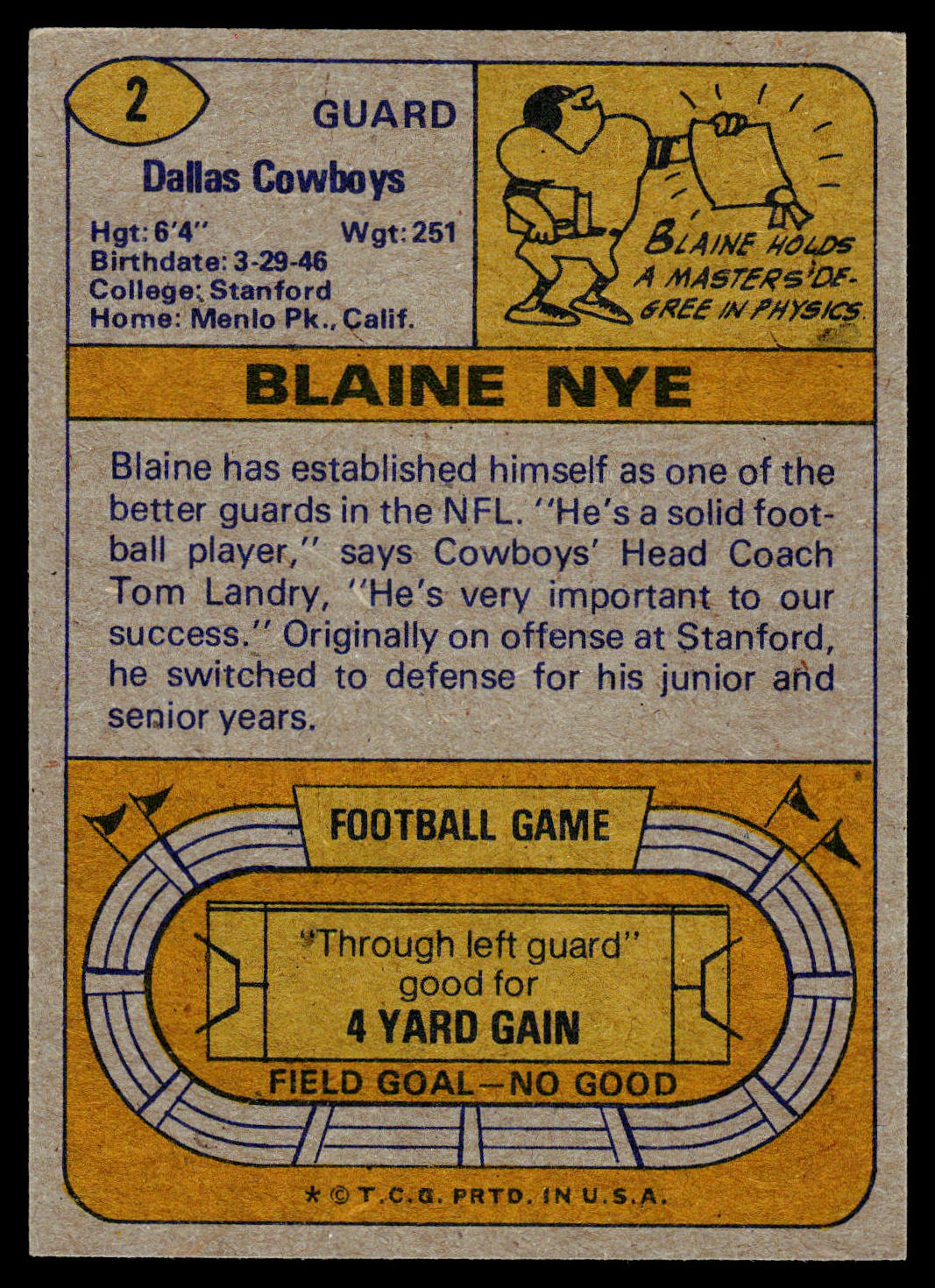 1974 Topps #2 Blaine Nye