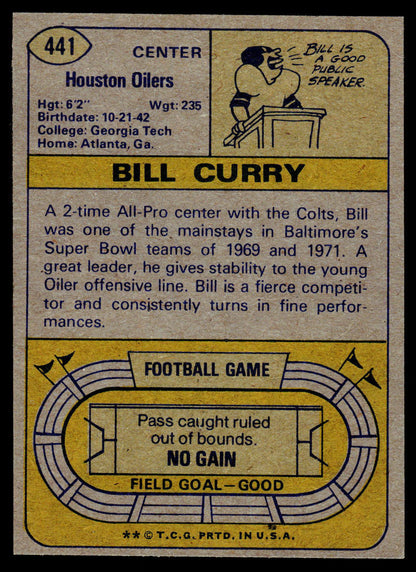 1974 Topps #441 Bill Curry