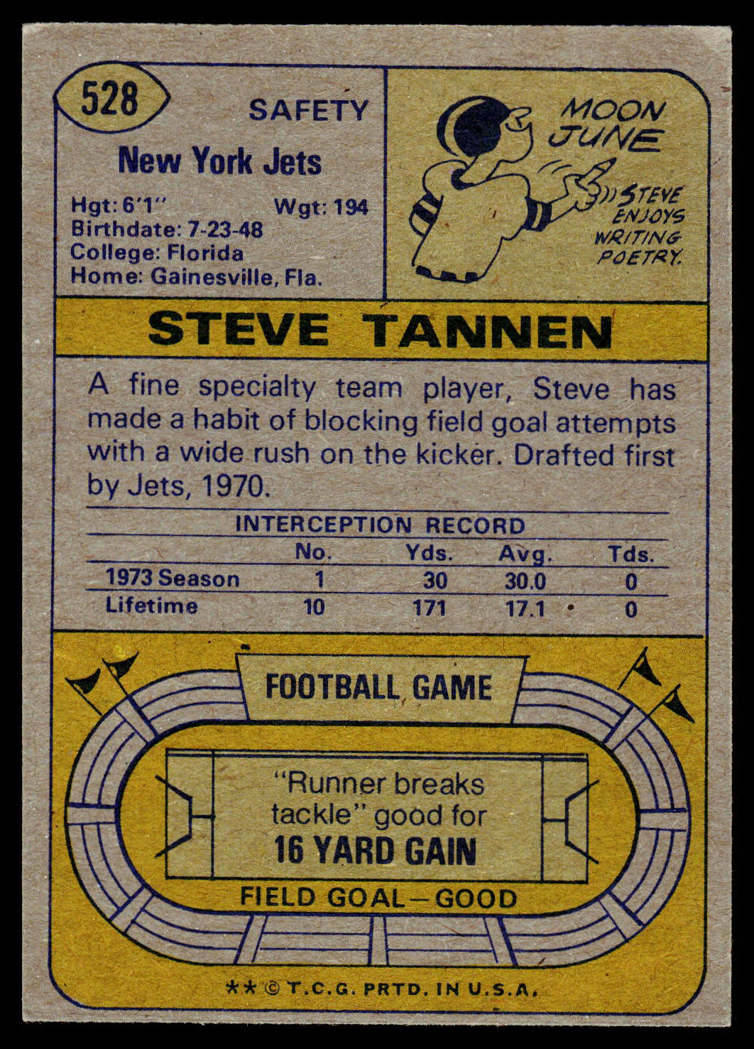 1974 Topps #528 Steve Tannen
