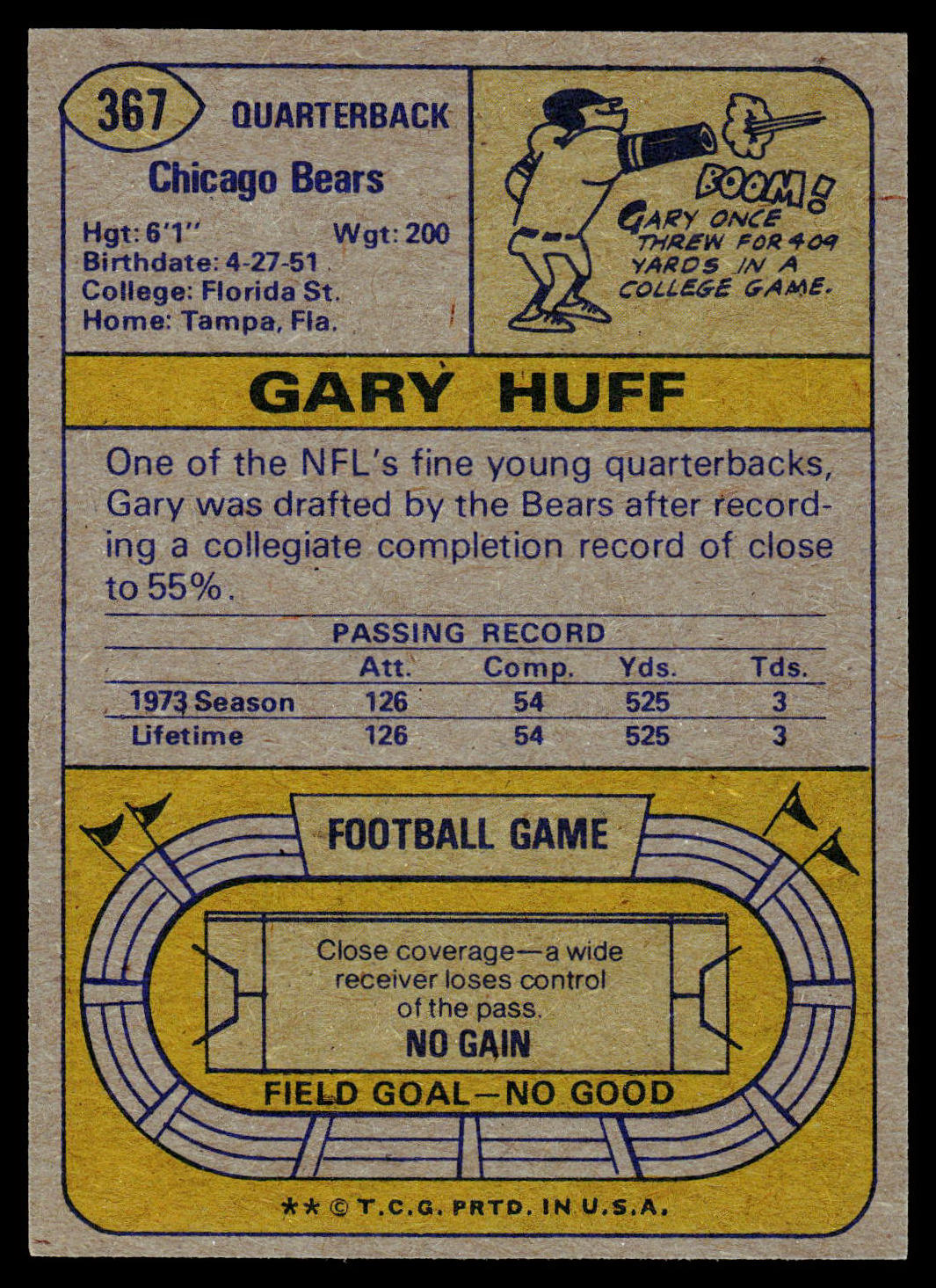 1974 Topps #367 Gary Huff