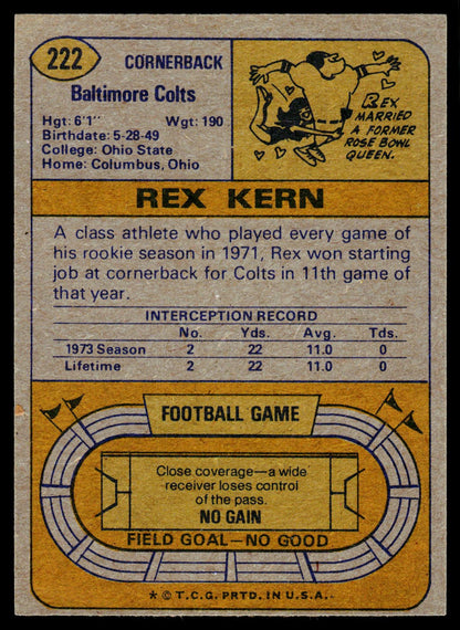 1974 Topps #222 Rex Kern