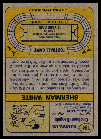 1974 Topps #184 Sherman White