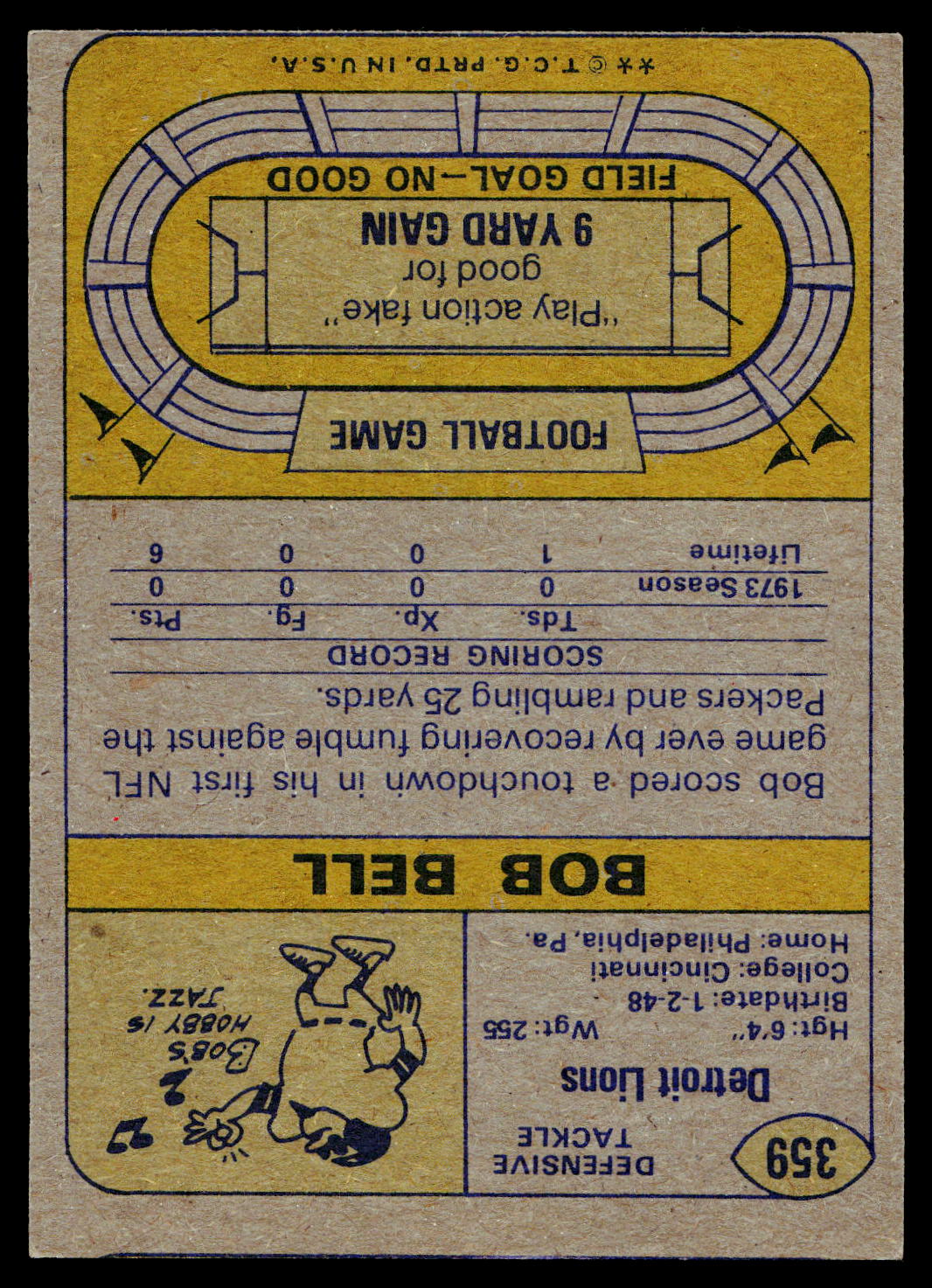 1974 Topps #359 Bob Bell