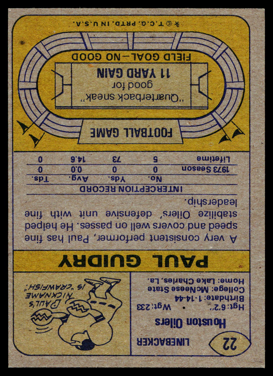 1974 Topps #22 Paul Guidry