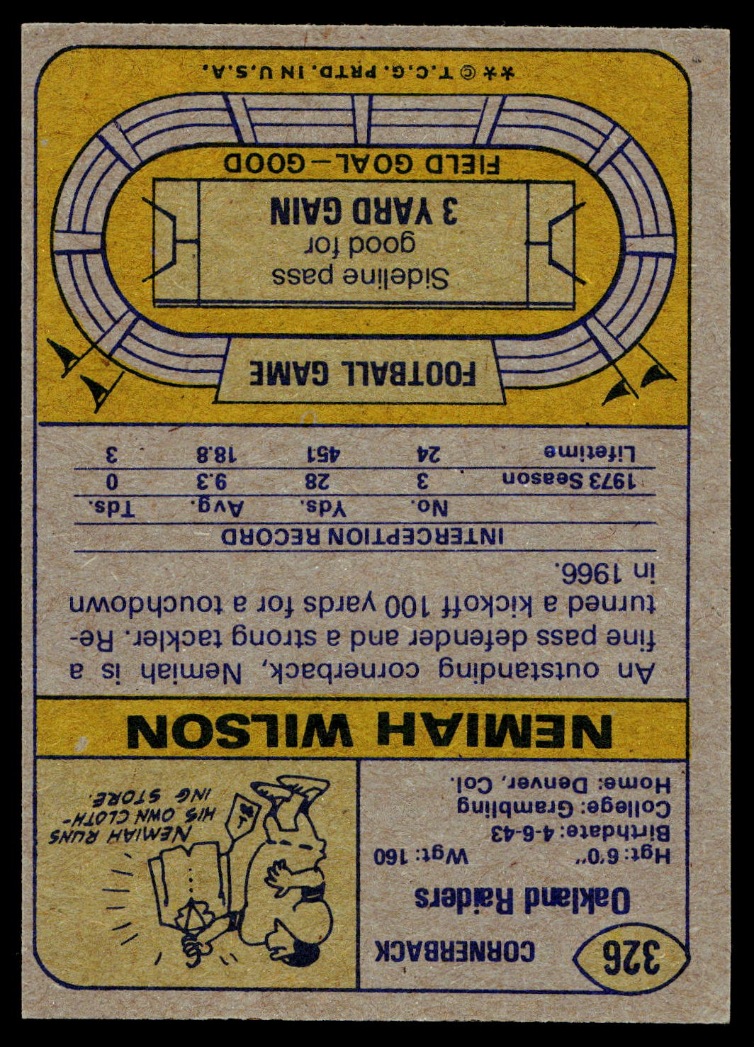 1974 Topps #326 Nemiah Wilson