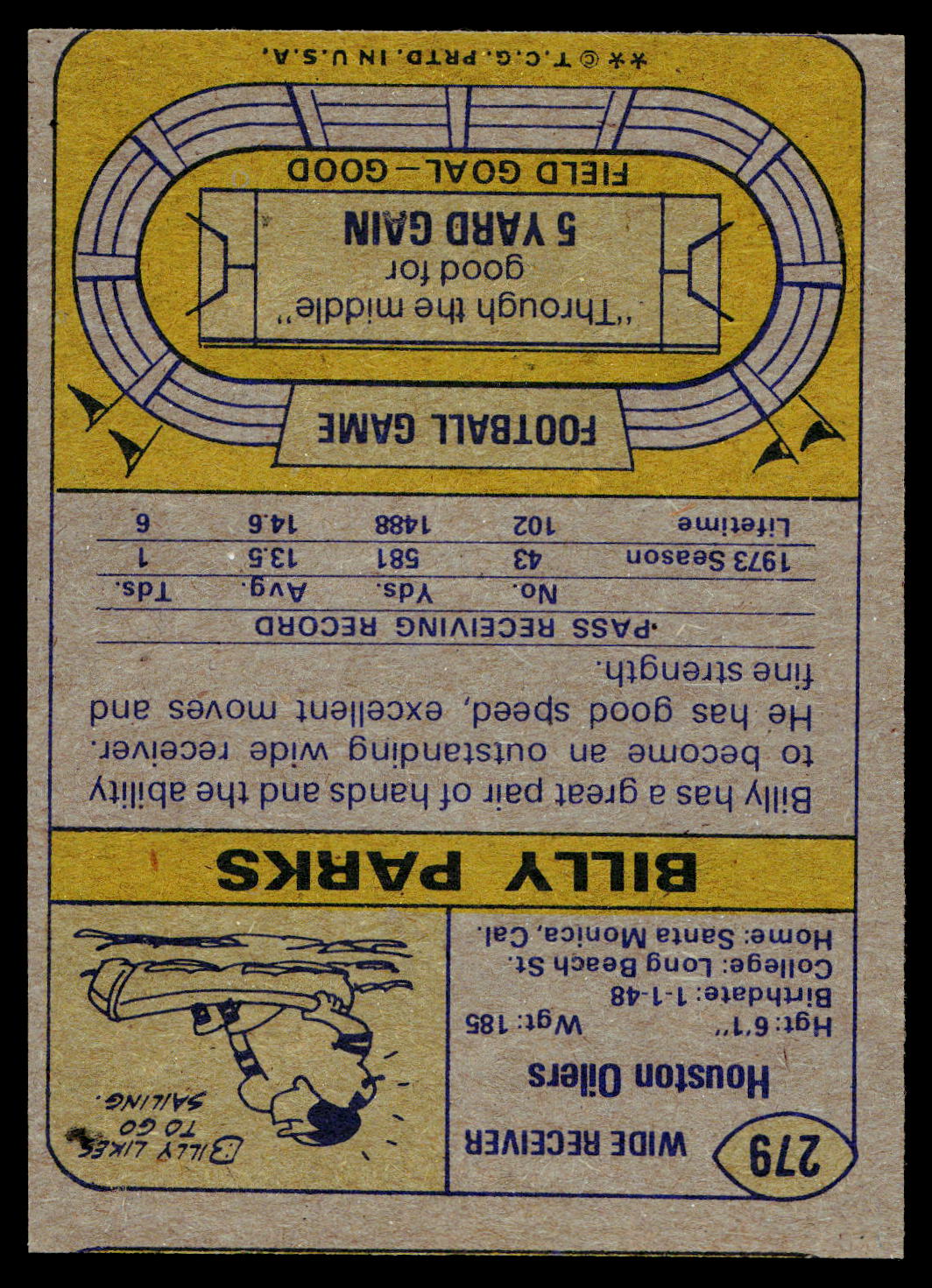 1974 Topps #279 Billy Parks